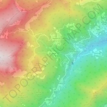 Mappa topografica Lobbie, altitudine, rilievo