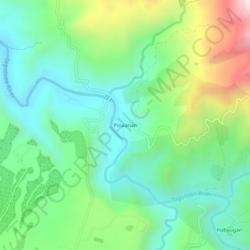 Mappa topografica Pinaanan, altitudine, rilievo
