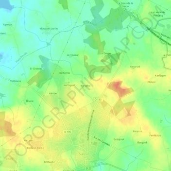 Mappa topografica Kersého, altitudine, rilievo