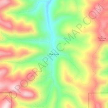 Mappa topografica Clear Creek, altitudine, rilievo