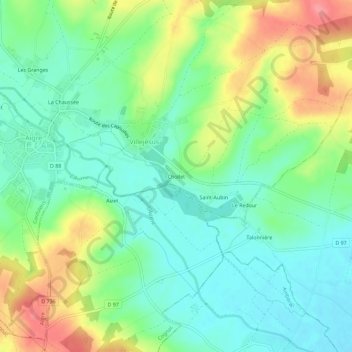 Mappa topografica Chollet, altitudine, rilievo