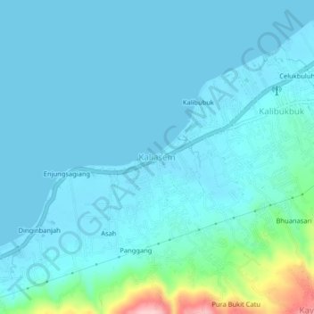 Mappa topografica Kaliasem, altitudine, rilievo