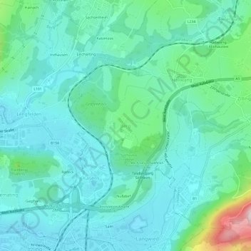 Mappa topografica Berg, altitudine, rilievo