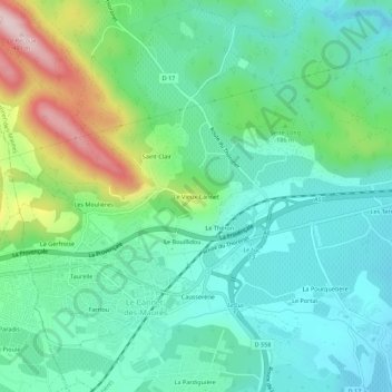 Mappa topografica Le Vieux Cannet, altitudine, rilievo