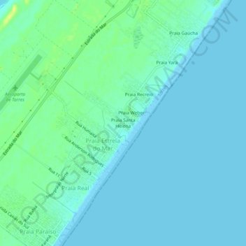 Mappa topografica Praia Santa Helena, altitudine, rilievo