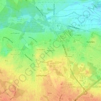 Mappa topografica Ménespey, altitudine, rilievo
