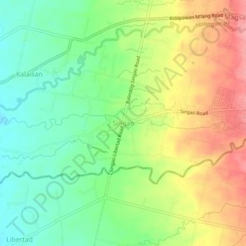 Mappa topografica Singao, altitudine, rilievo