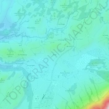 Mappa topografica Ried, altitudine, rilievo