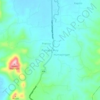 Mappa topografica Puting Kahoy, altitudine, rilievo