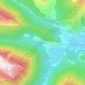 Mappa topografica Saleix, altitudine, rilievo