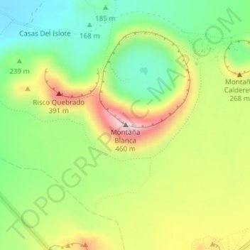 Mappa topografica Caldera Blanca, altitudine, rilievo