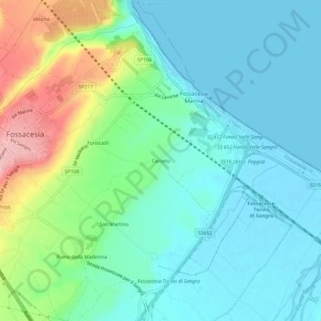 Mappa topografica Cerreto, altitudine, rilievo