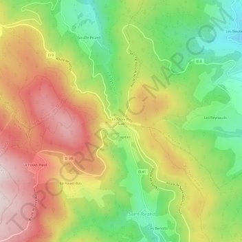 Mappa topografica La Croix du Sud, altitudine, rilievo