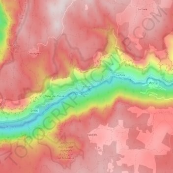 Mappa topografica Le Truel, altitudine, rilievo