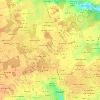 Mappa topografica Les Chairières, altitudine, rilievo