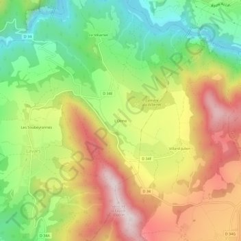 Mappa topografica L'Orme, altitudine, rilievo