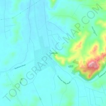 Mappa topografica Tauwhare, altitudine, rilievo