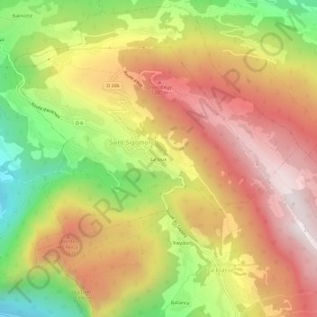 Mappa topografica La Joux, altitudine, rilievo