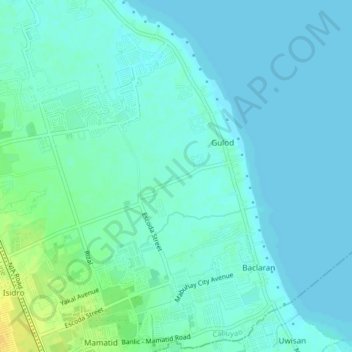 Mappa topografica Gulod, altitudine, rilievo