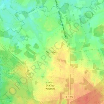 Mappa topografica Garlstedt, altitudine, rilievo