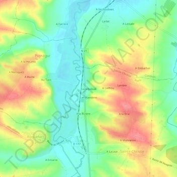 Mappa topografica Casteljaloux, altitudine, rilievo