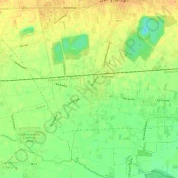 Mappa topografica Albaredo, altitudine, rilievo