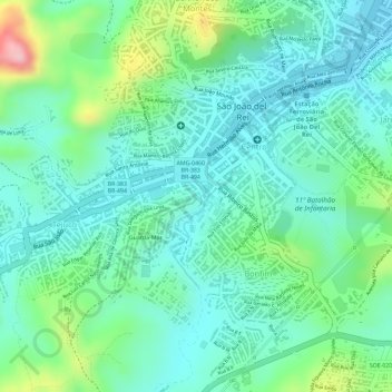 Mappa topografica Vegetação Nativa, altitudine, rilievo