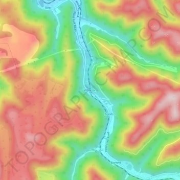 Mappa topografica Wharton, altitudine, rilievo