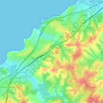 Mappa topografica Larrebidea, altitudine, rilievo