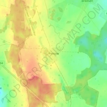 Mappa topografica Pinnow, altitudine, rilievo