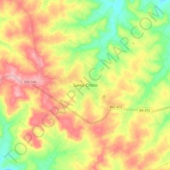 Mappa topografica Santo Cristo, altitudine, rilievo