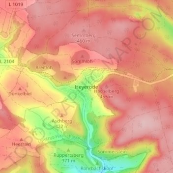 Mappa topografica Heyerode, altitudine, rilievo