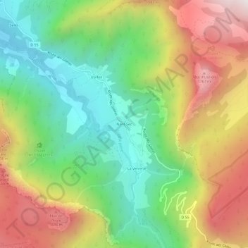 Mappa topografica Nant-Sec, altitudine, rilievo