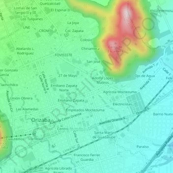 Mappa topografica El Edén, altitudine, rilievo