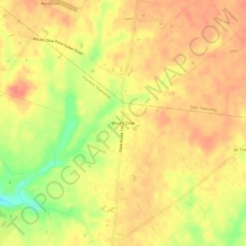 Mappa topografica Mount Olive, altitudine, rilievo