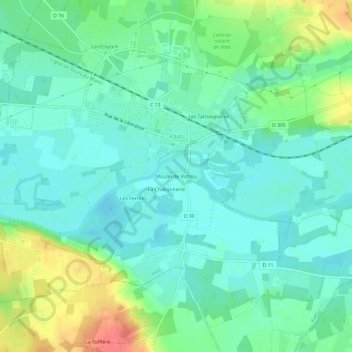 Mappa topografica Moulin de Rotrou, altitudine, rilievo