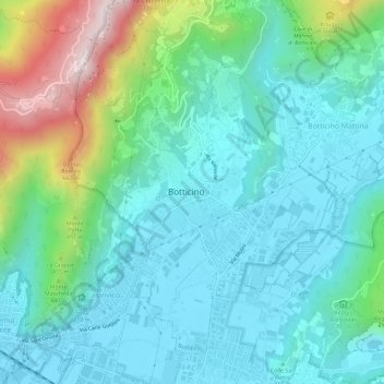 Mappa topografica Botticino Sera, altitudine, rilievo