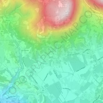 Mappa topografica Giare, altitudine, rilievo