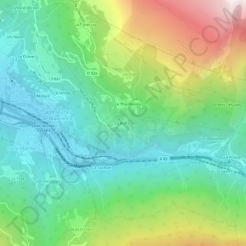 Mappa topografica La Buffaz, altitudine, rilievo