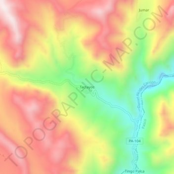 Mappa topografica Tactayoc, altitudine, rilievo