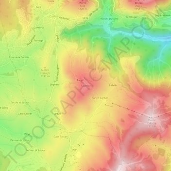 Mappa topografica Sisemol, altitudine, rilievo