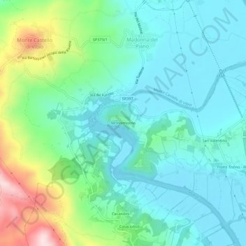Mappa topografica Montemolino, altitudine, rilievo