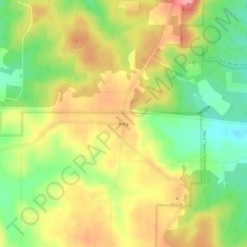 Mappa topografica Roby, altitudine, rilievo