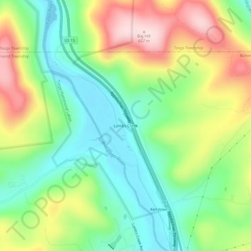Mappa topografica Lambs Creek, altitudine, rilievo
