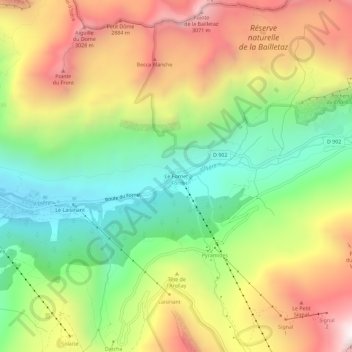 Mappa topografica Le Fornet, altitudine, rilievo