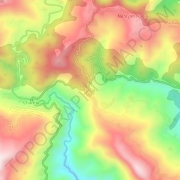 Mappa topografica Ogla, altitudine, rilievo