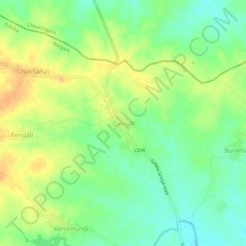 Mappa topografica Grinjel, altitudine, rilievo