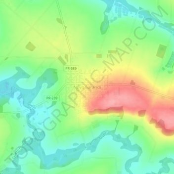 Mappa topografica Novo Sarandi, altitudine, rilievo
