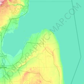 Mappa topografica Huron, altitudine, rilievo