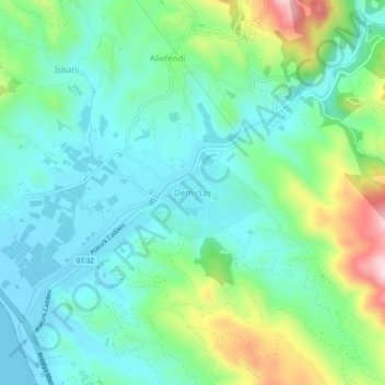 Mappa topografica Demirtaş, altitudine, rilievo